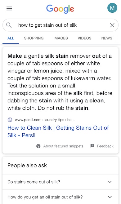 mobile featured snippet