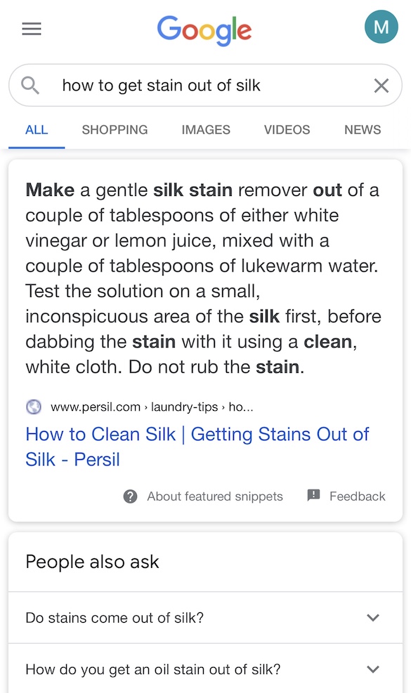 mobile featured snippet